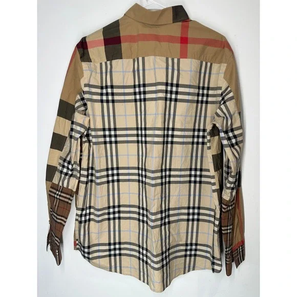 Burberry Long Sleeve Button Down Shirt All Over Nova Check Print Brown - Medium - Picture 3 of 6
